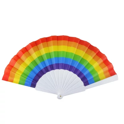 Szivárványos műanyag legyező - Pride kiegészítő