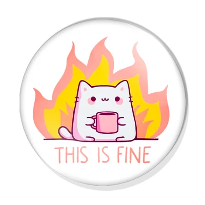 "This is fine" cica kitűző