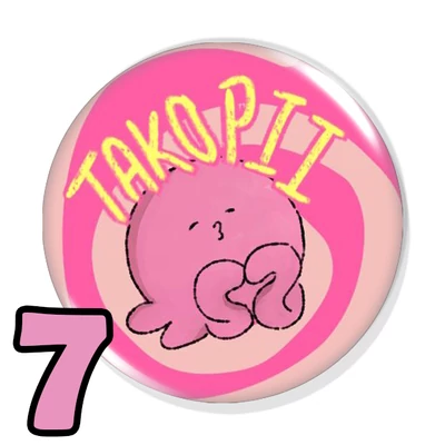 Takopi no Genzai kitűzők