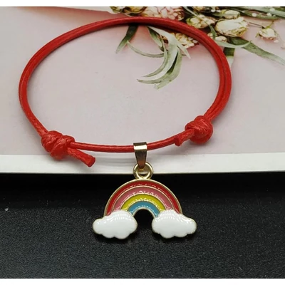 Rainbow love power karkötő piros