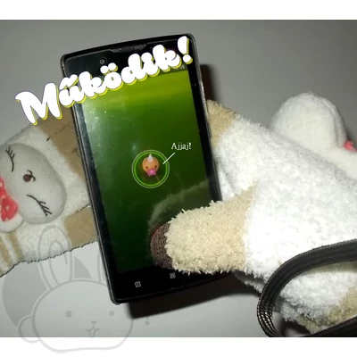 Kawaii nyuszis érintőképernyő képes kesztyű 